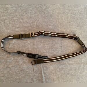 MaxMara | Brown and Cream Striped Leather Slim Belt